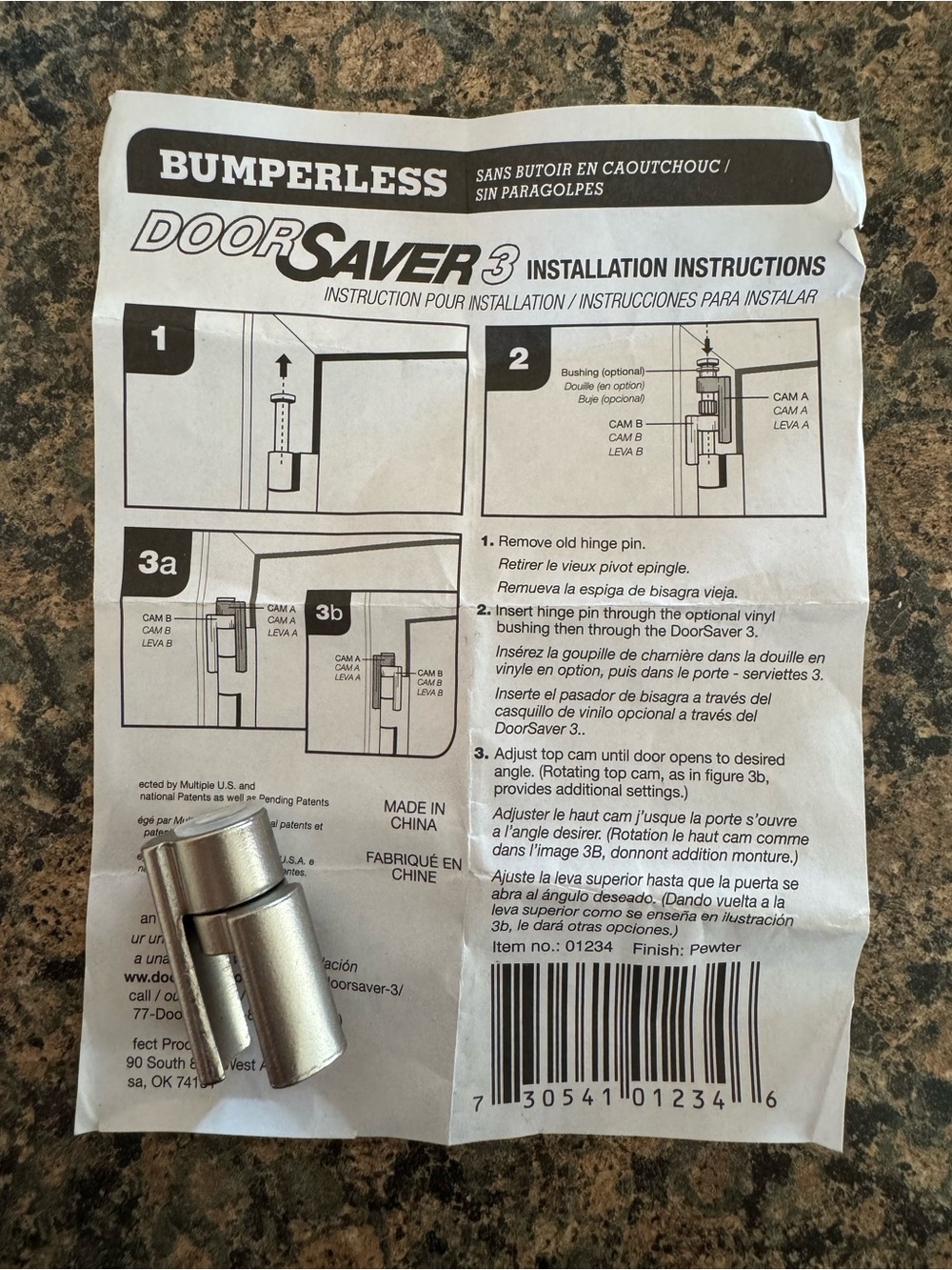 DoorSaver3 Bumperless Door Stopper in Nickel